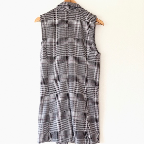 Houndstooth Printed Long Collar Vest with Belt - Picture 6 of 7